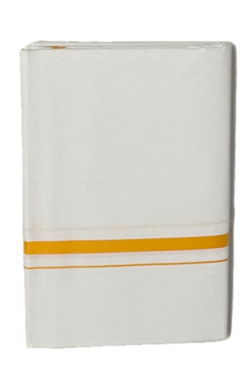 Mens Cotton White Thick Border Dhoti - Sarathi 2M