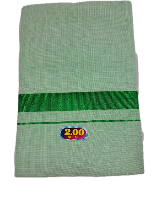 Green shaded White Cotton Dhoti